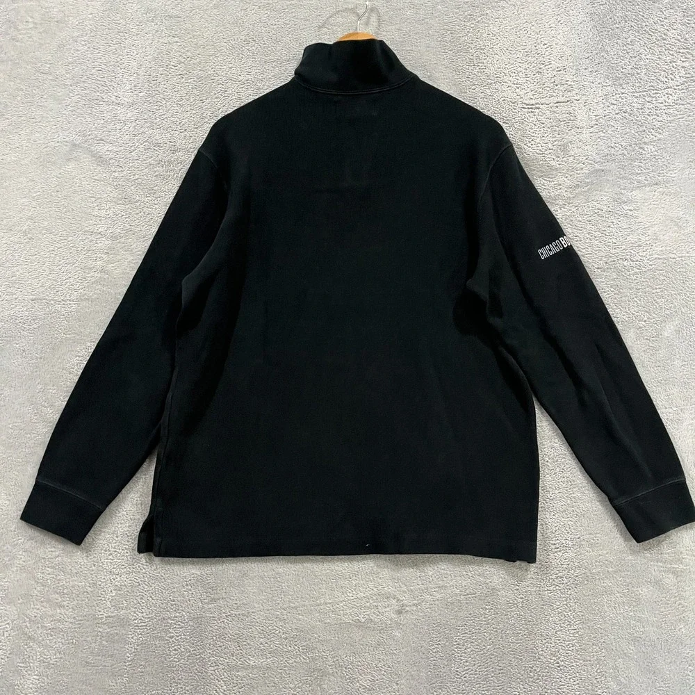 Polo Ralph Lauren Sweater Mens M Black Chicago Booth Cotton Tight Knit Mock Neck